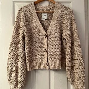 Abercrombie knit button-up cardigan (cream, size M)